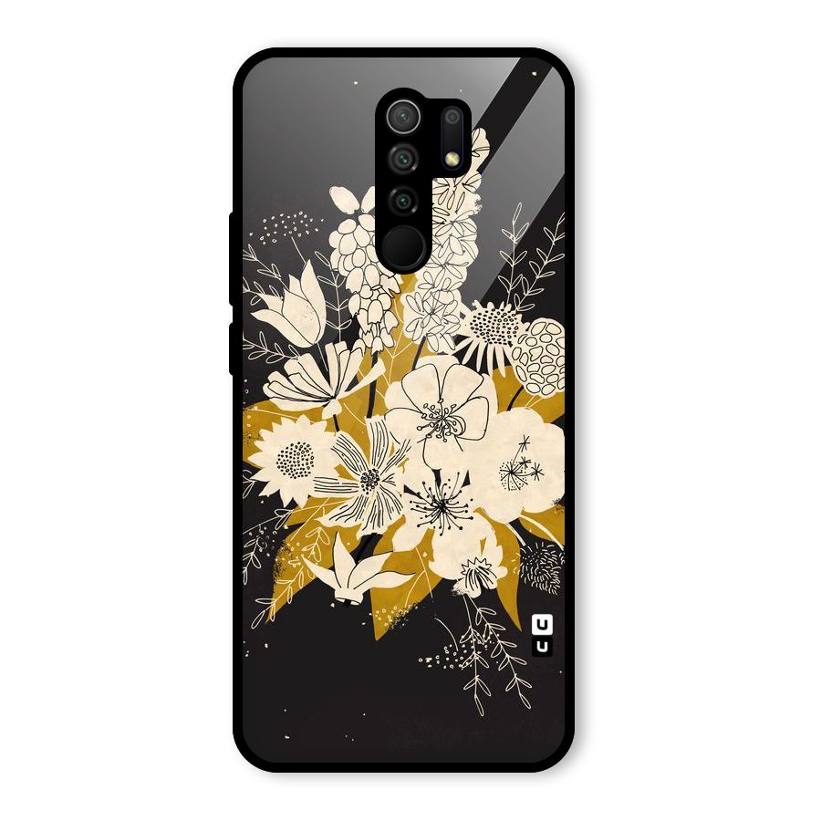 Flower Drawing Glass Back Case for Redmi 9 Prime