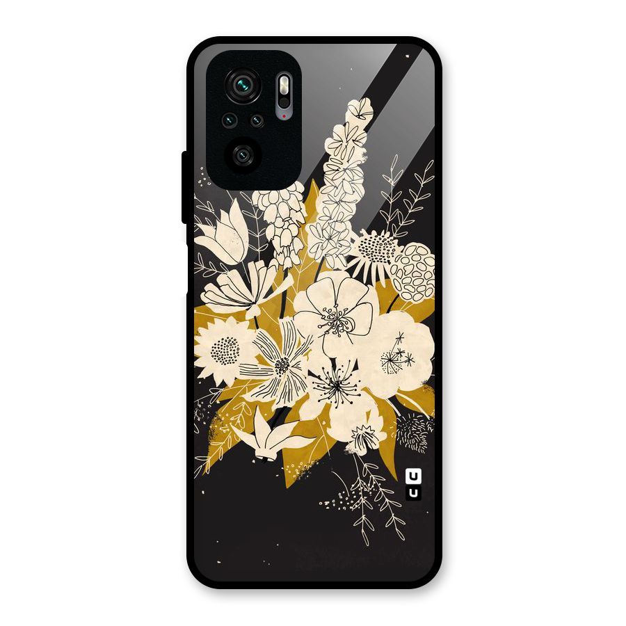 Flower Drawing Glass Back Case for Redmi Note 10S