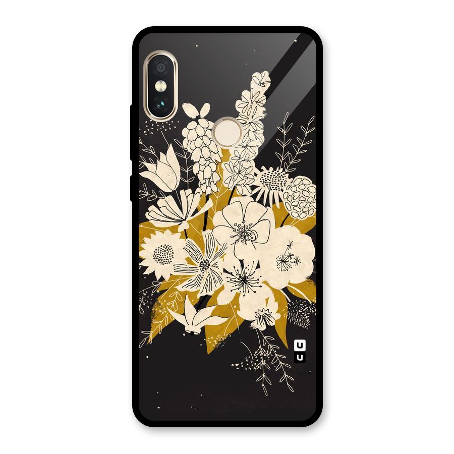 Flower Drawing Glass Back Case for Redmi Note 5 Pro