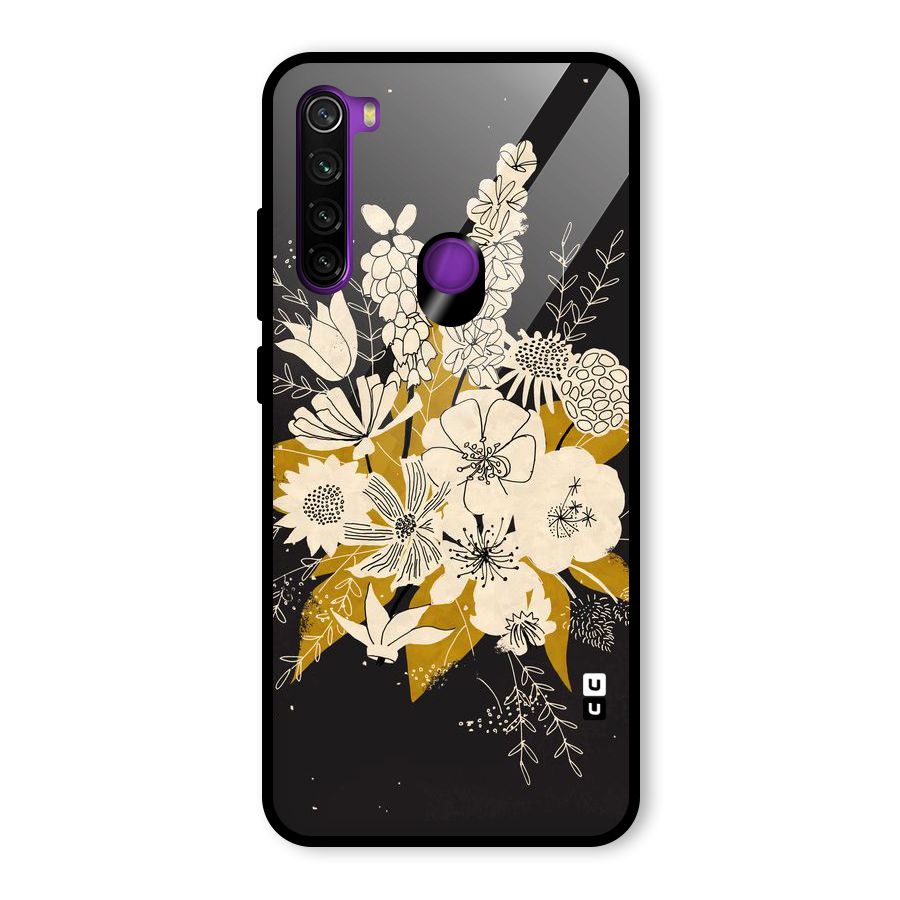 Flower Drawing Glass Back Case for Redmi Note 8