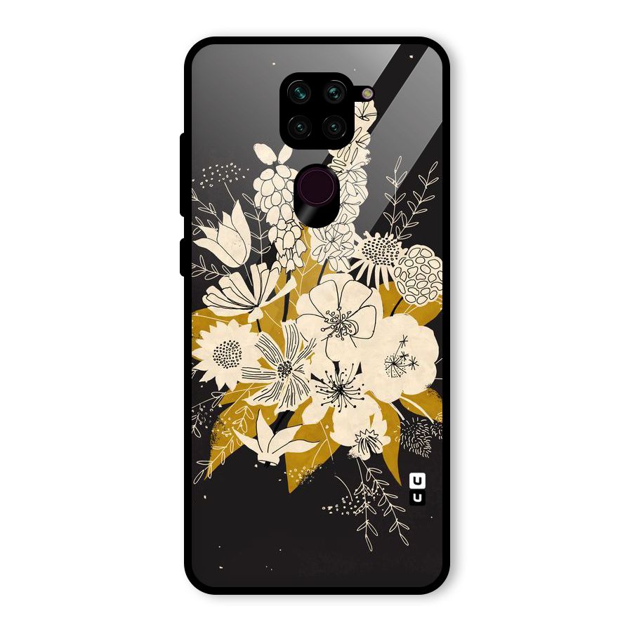 Flower Drawing Glass Back Case for Redmi Note 9