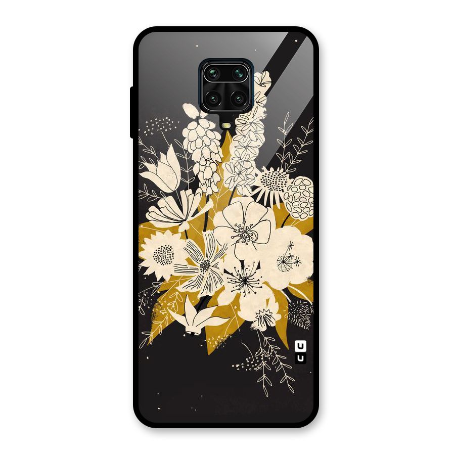 Flower Drawing Glass Back Case for Redmi Note 9 Pro Max