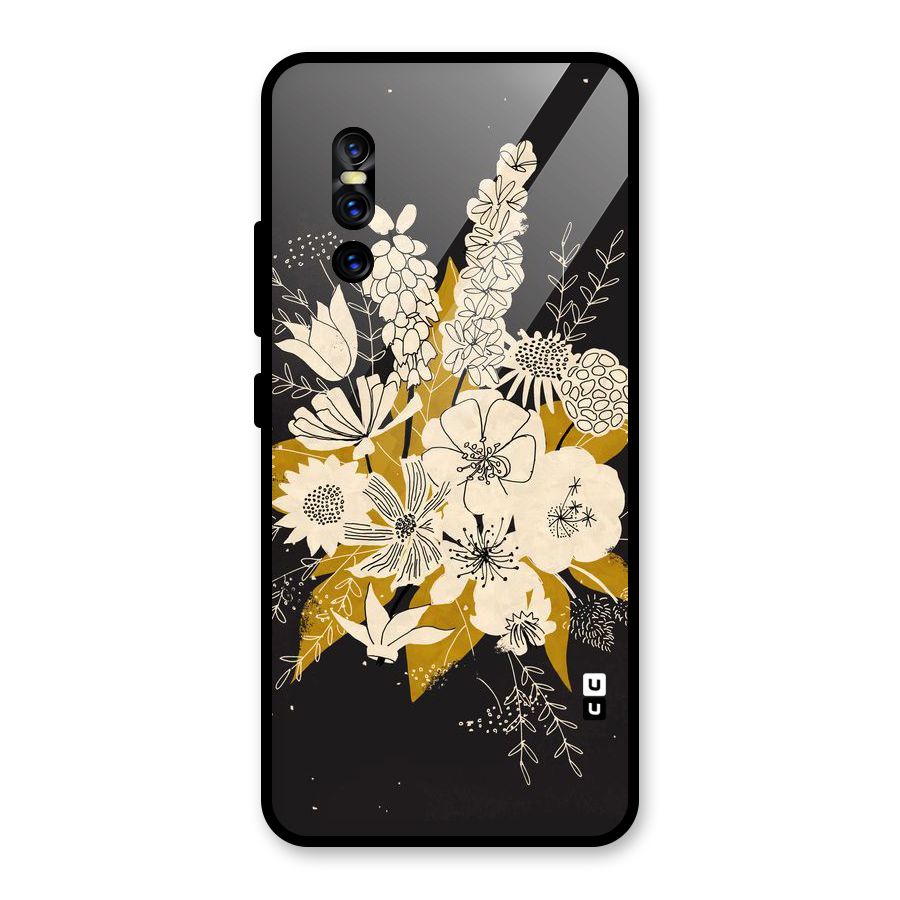 Flower Drawing Glass Back Case for Vivo V15 Pro