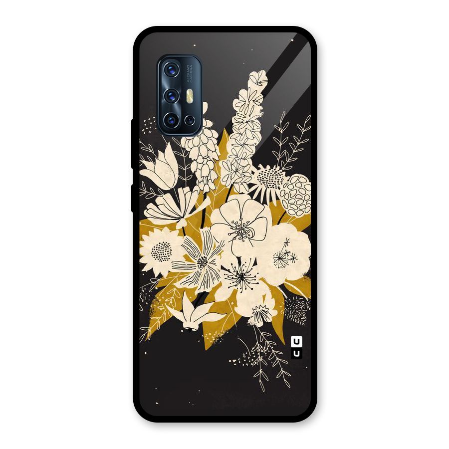 Flower Drawing Glass Back Case for Vivo V17