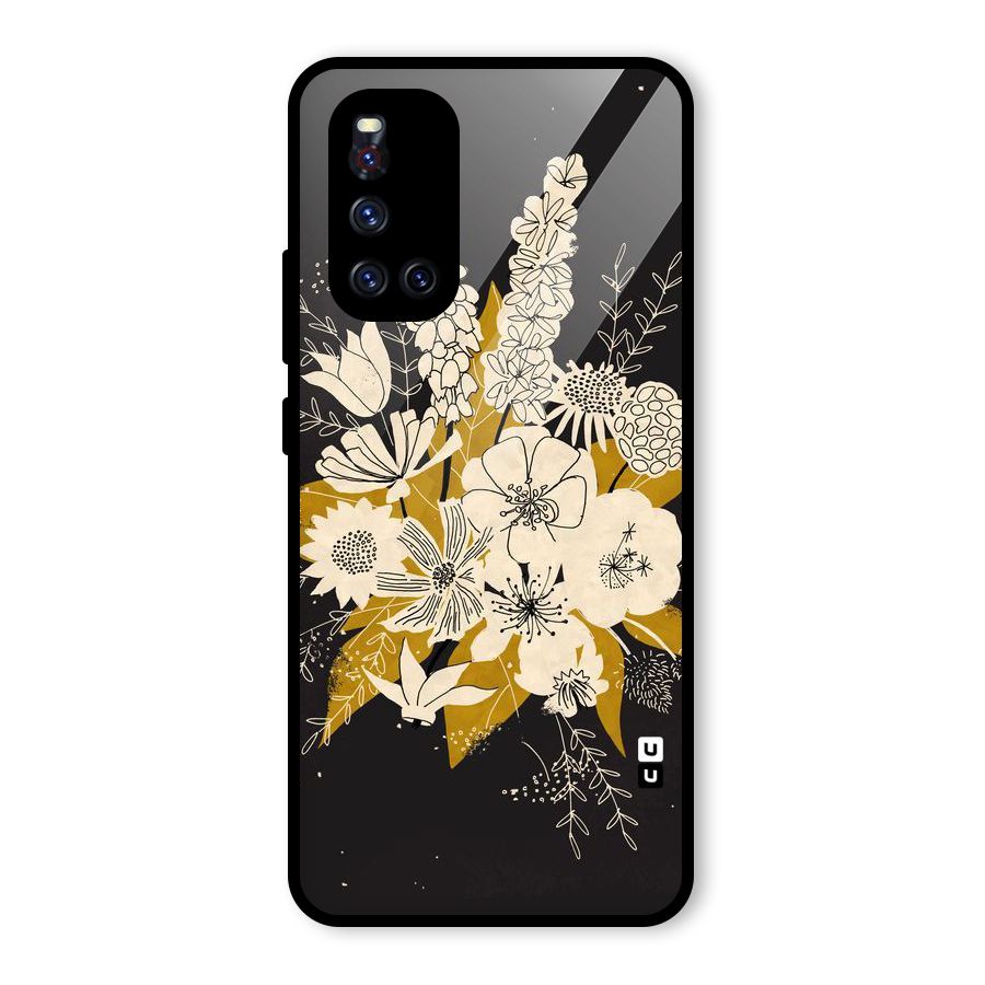 Flower Drawing Glass Back Case for Vivo V19