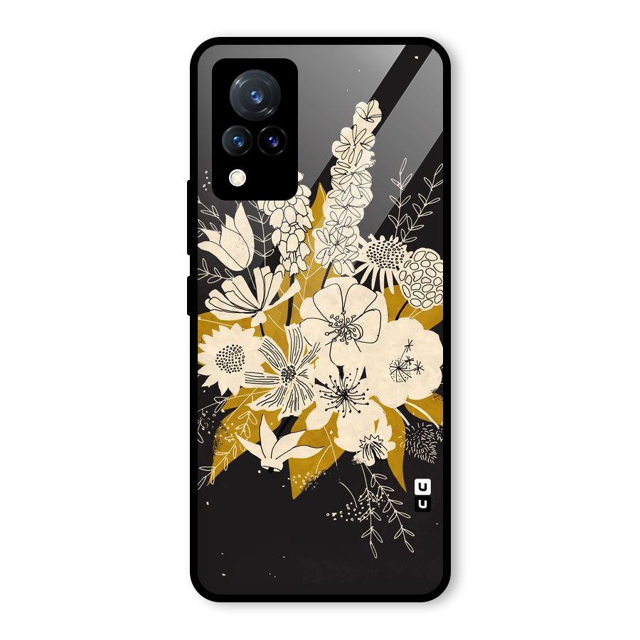 Flower Drawing Glass Back Case for Vivo V21 5G