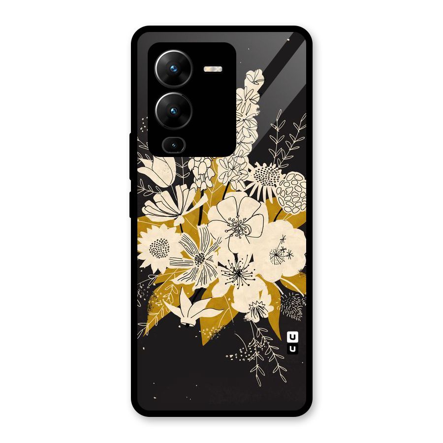 Flower Drawing Glass Back Case for Vivo V25 Pro