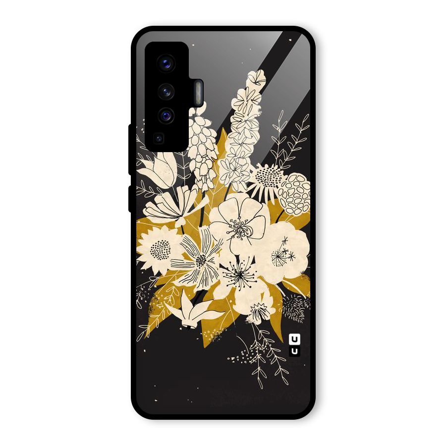 Flower Drawing Glass Back Case for Vivo X50
