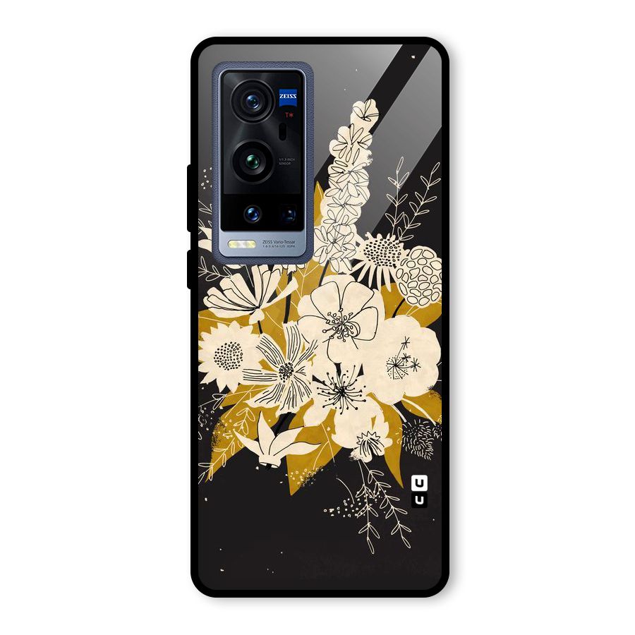 Flower Drawing Glass Back Case for Vivo X60 Pro Plus