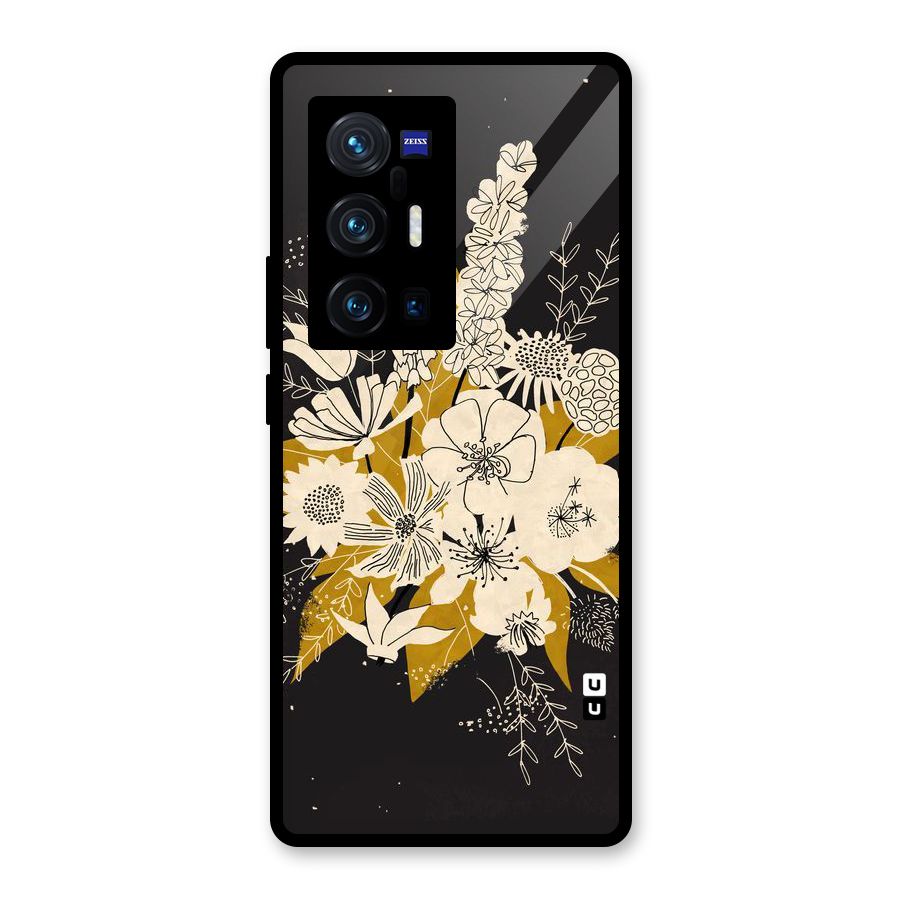 Flower Drawing Glass Back Case for Vivo X70 Pro Plus