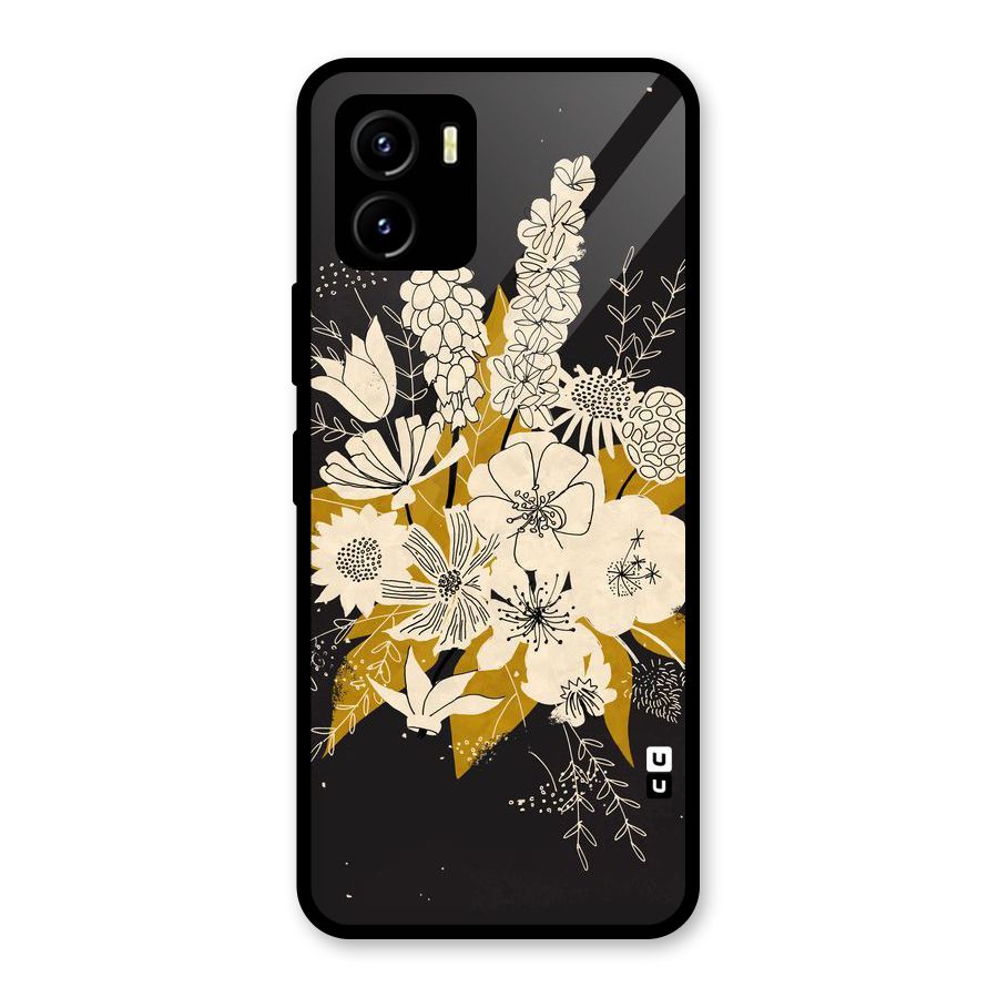 Flower Drawing Glass Back Case for Vivo Y15s