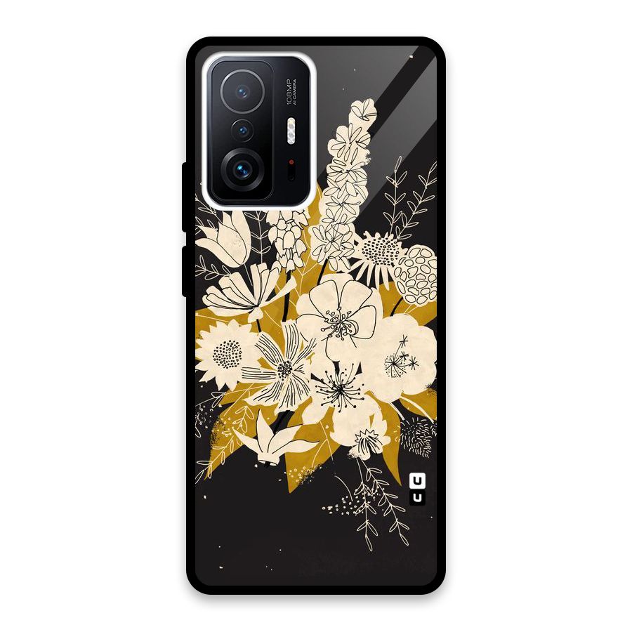 Flower Drawing Glass Back Case for Xiaomi 11T Pro