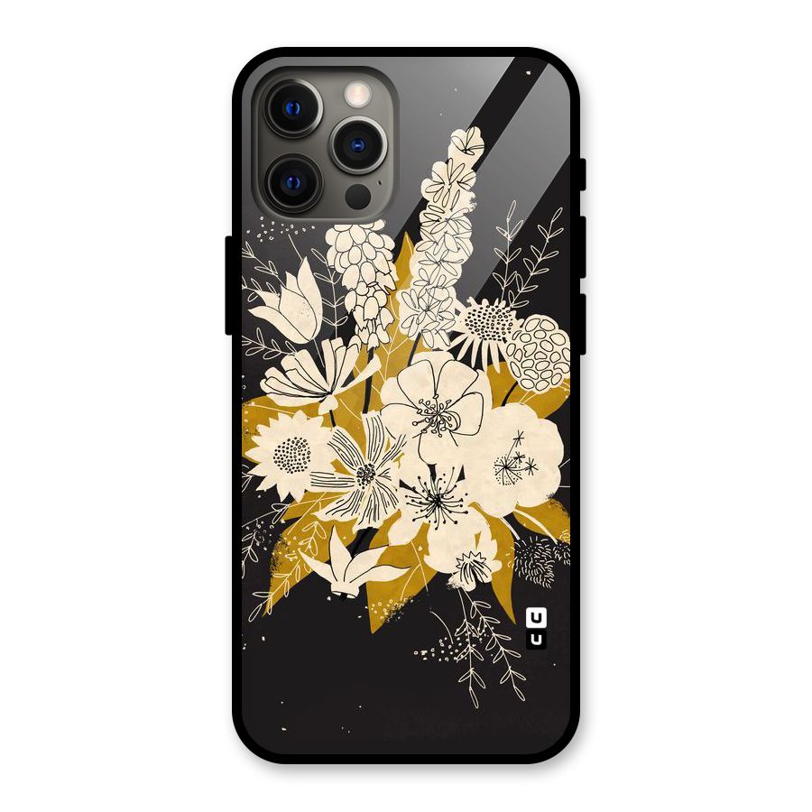 Flower Drawing Glass Back Case for iPhone 12 Pro Max