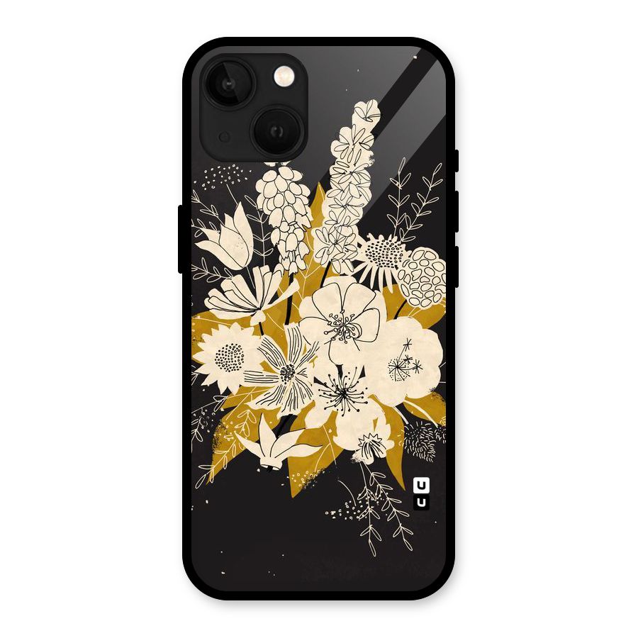 Flower Drawing Glass Back Case for iPhone 13