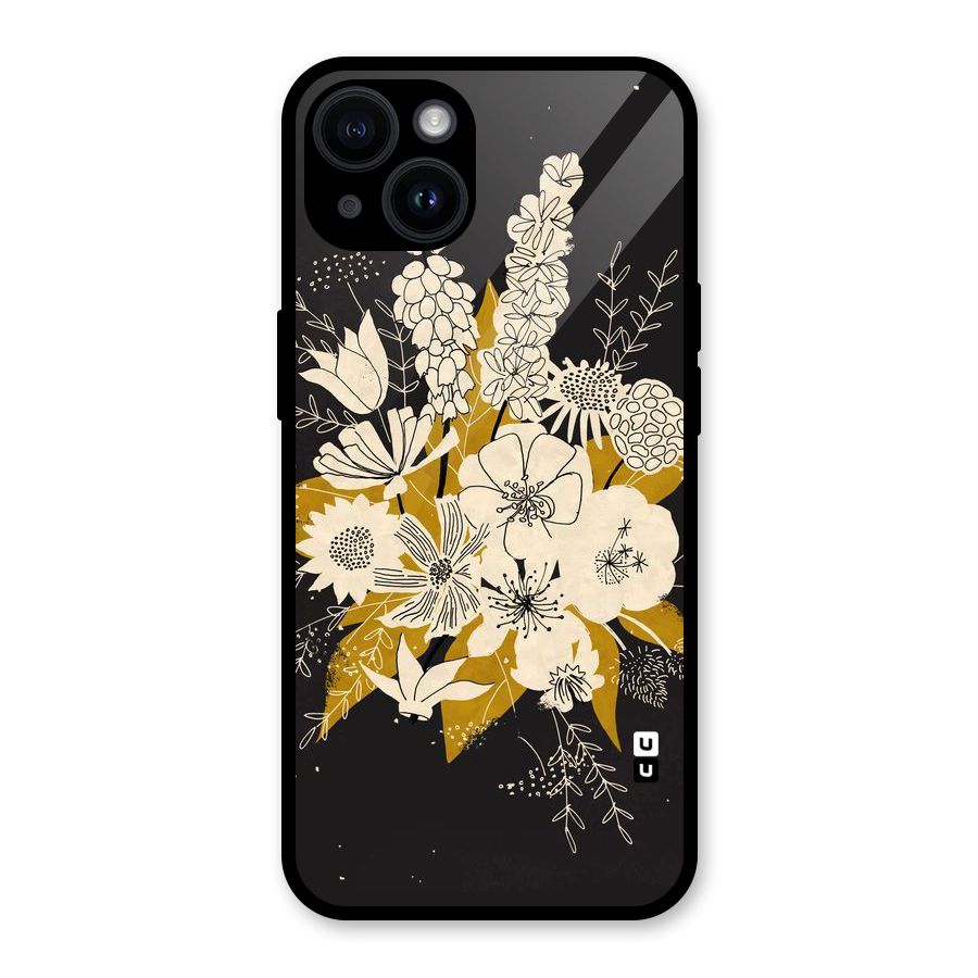 Flower Drawing Glass Back Case for iPhone 14