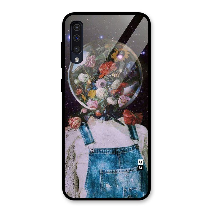 Flower Face Glass Back Case for Galaxy A50