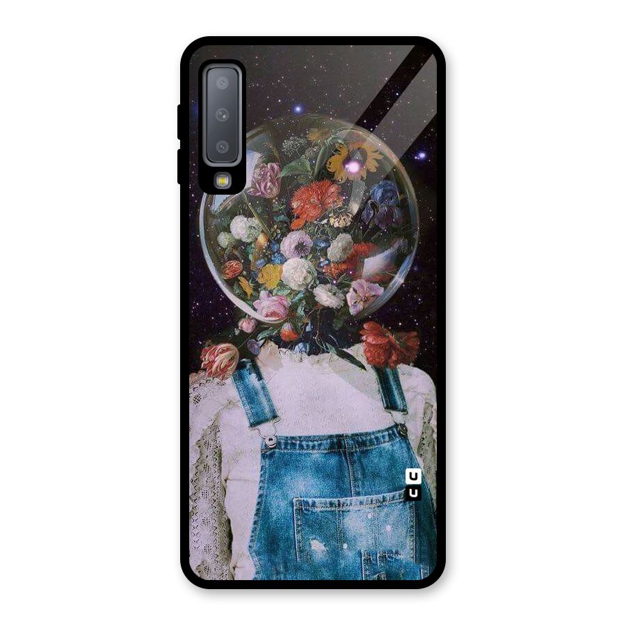 Flower Face Glass Back Case for Galaxy A7 (2018)