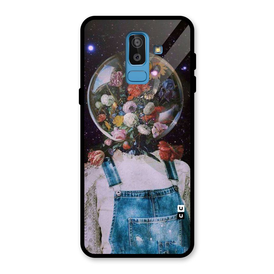 Flower Face Glass Back Case for Galaxy J8