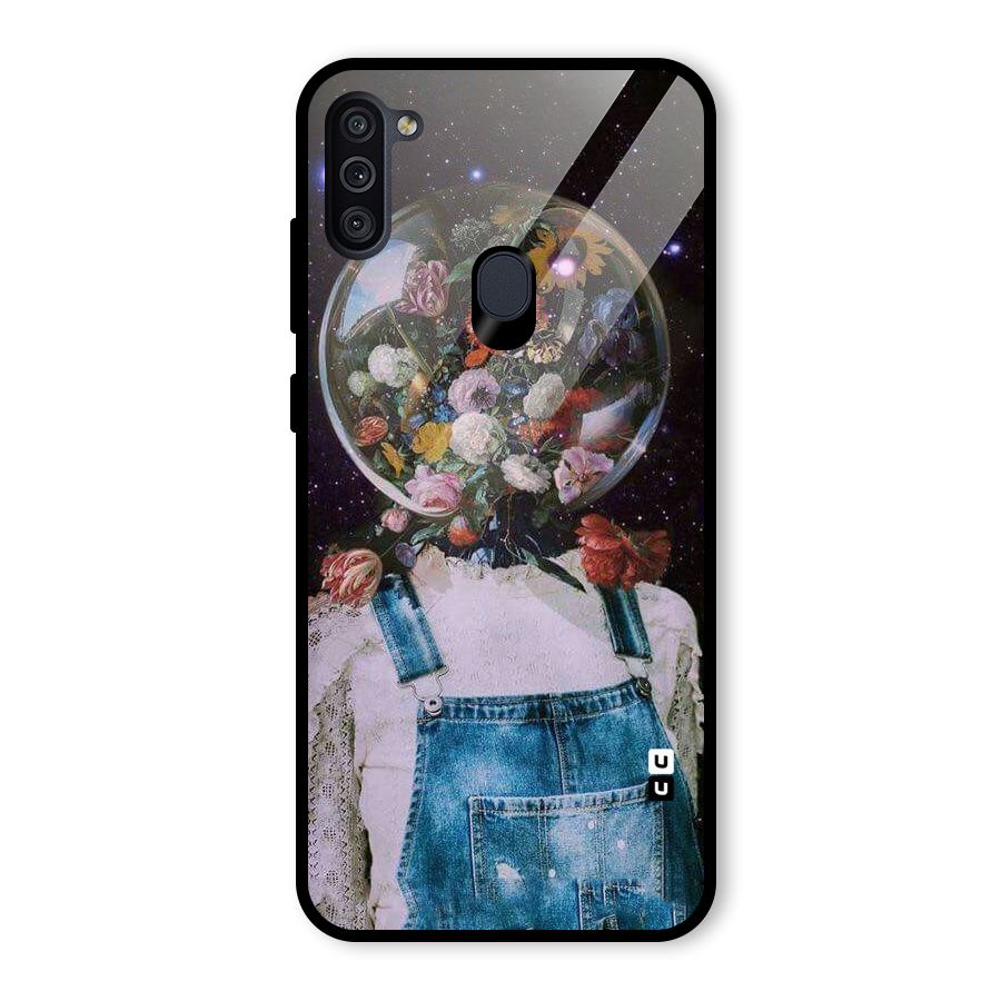 Flower Face Glass Back Case for Galaxy M11