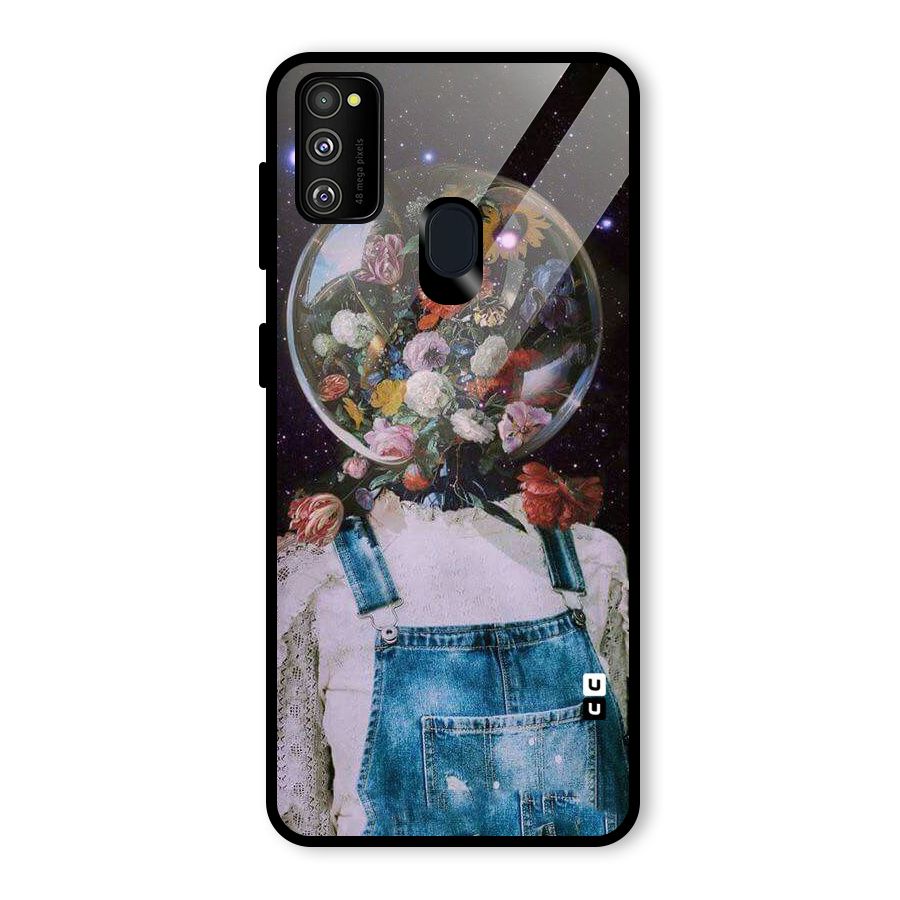 Flower Face Glass Back Case for Galaxy M30s