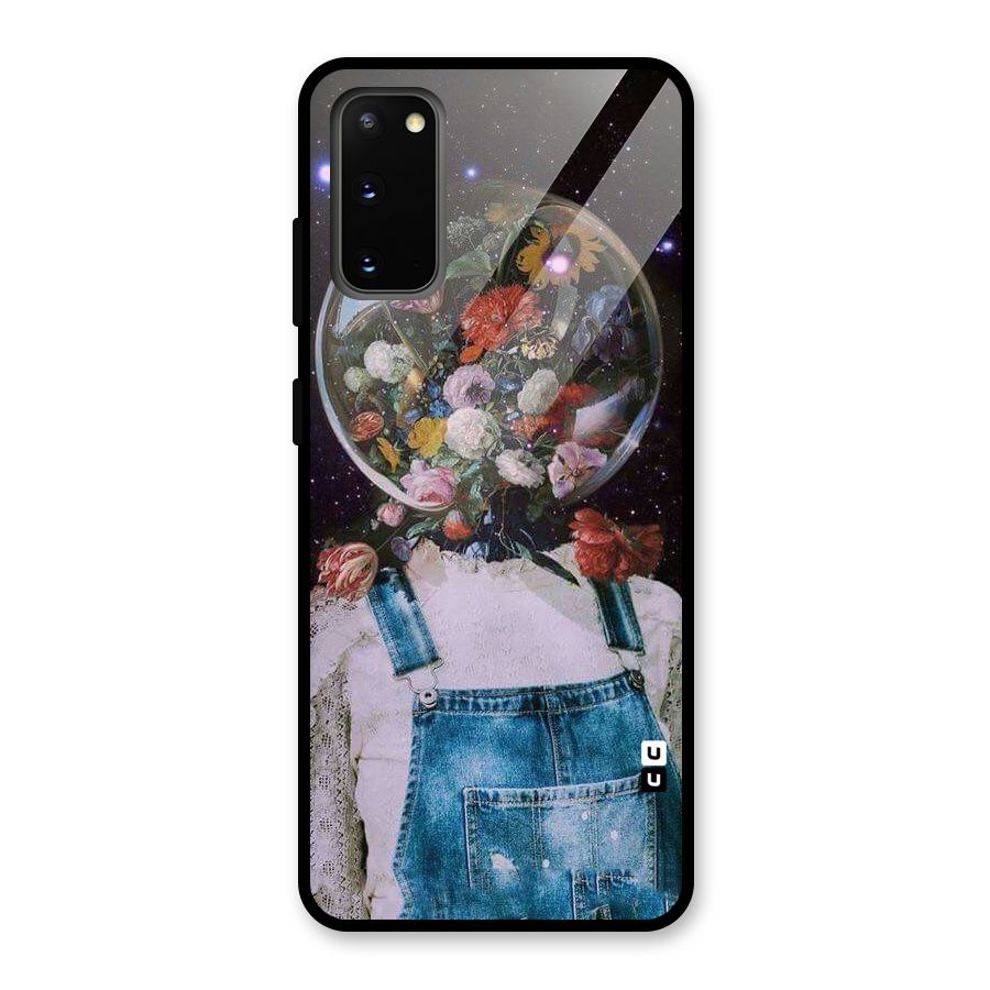 Flower Face Glass Back Case for Galaxy S20