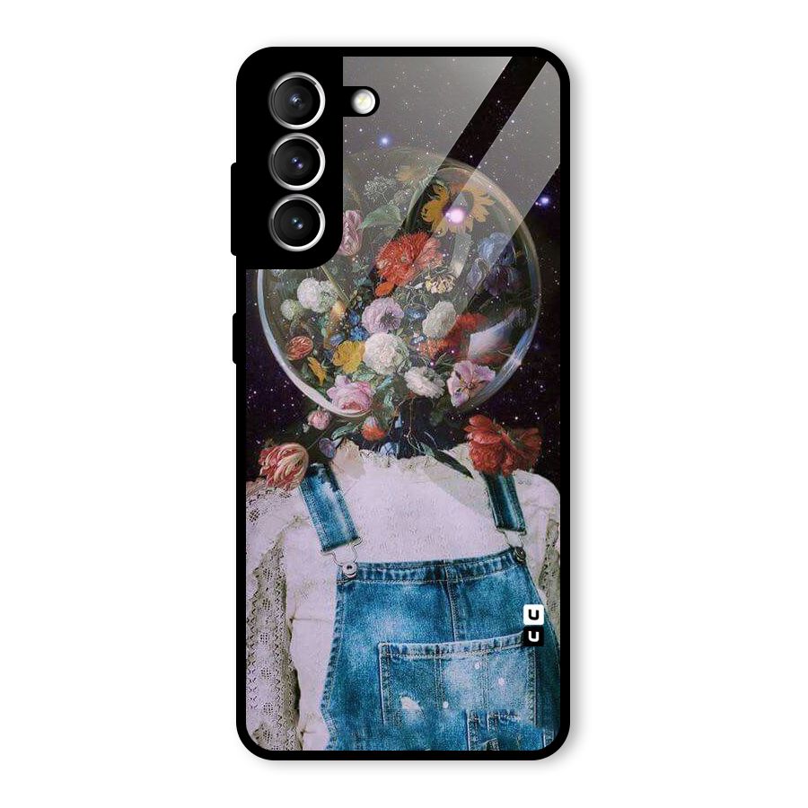 Flower Face Glass Back Case for Galaxy S21 5G