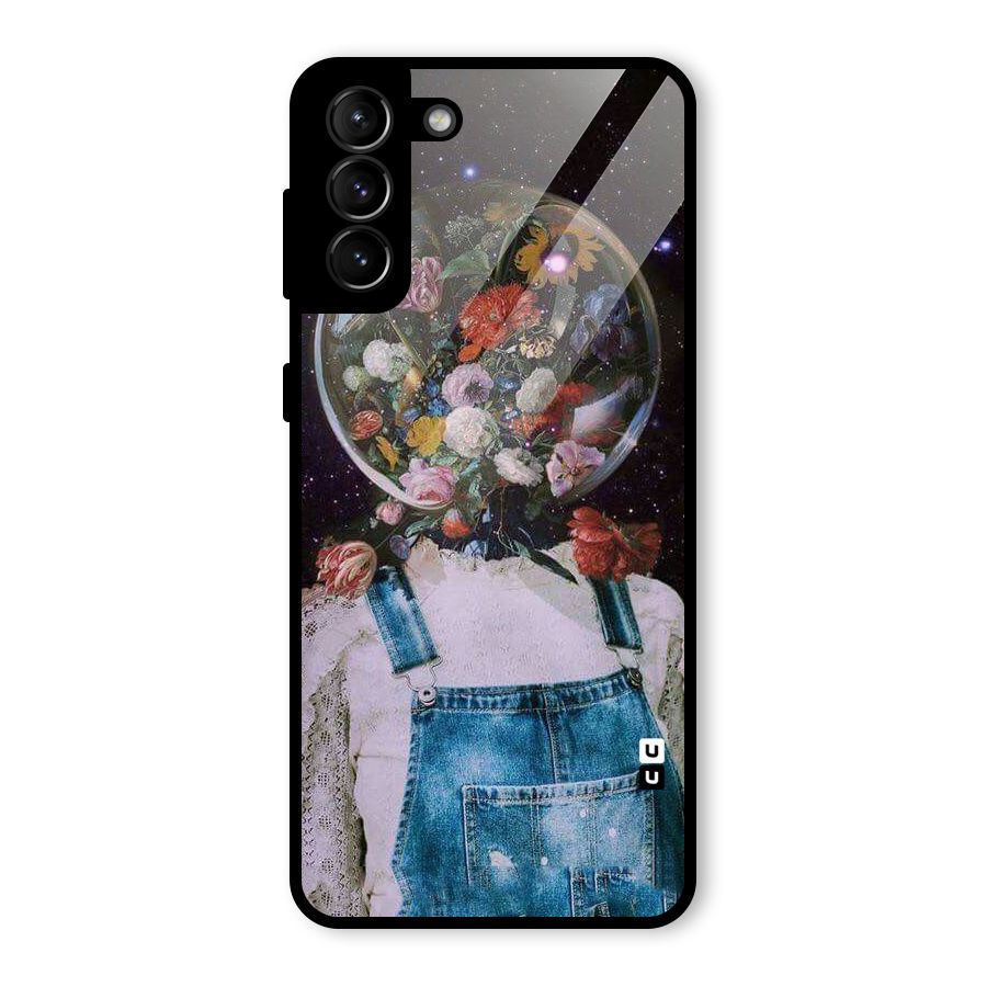 Flower Face Glass Back Case for Galaxy S21 Plus
