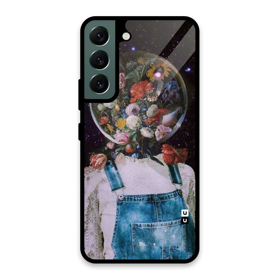 Flower Face Glass Back Case for Galaxy S22 5G