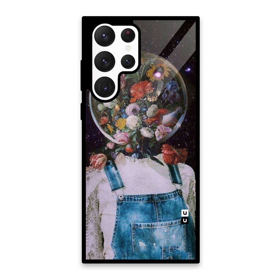 Flower Face Glass Back Case for Galaxy S22 Ultra 5G