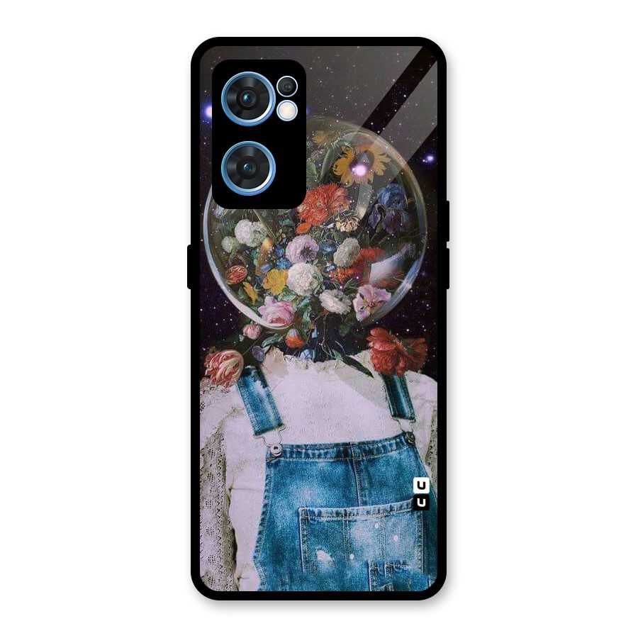 Flower Face Glass Back Case for Oppo Reno7 5G