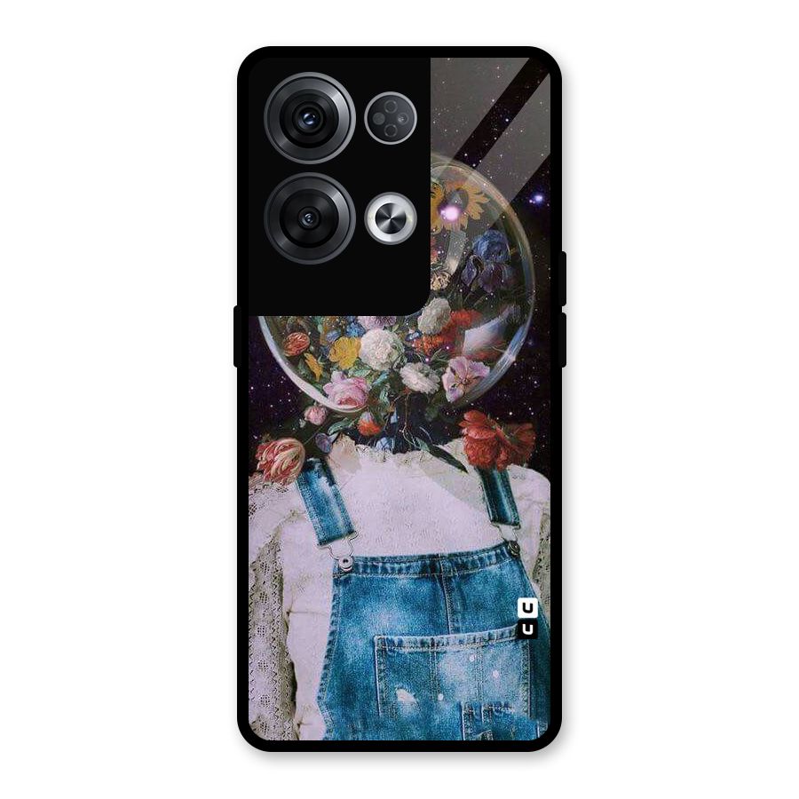 Flower Face Glass Back Case for Oppo Reno8 Pro 5G
