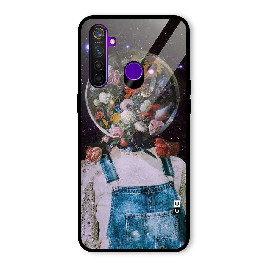 Flower Face Glass Back Case for Realme 5 Pro