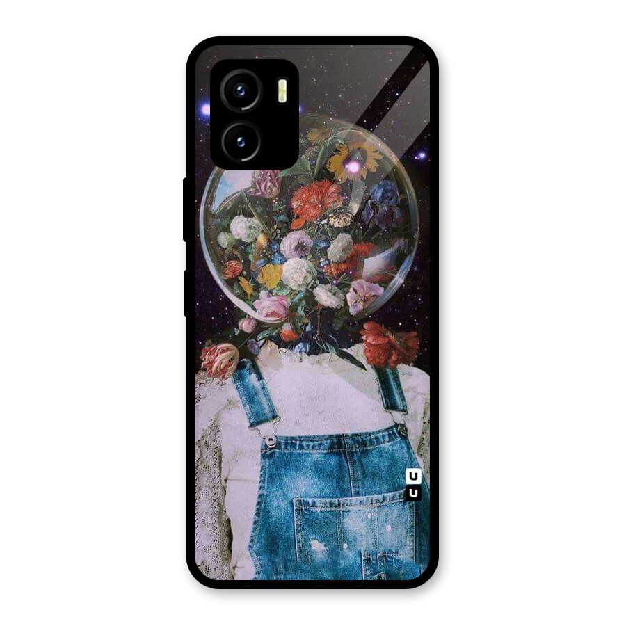 Flower Face Glass Back Case for Vivo Y15s