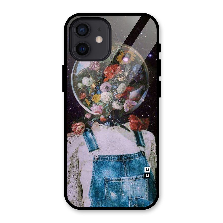 Flower Face Glass Back Case for iPhone 12