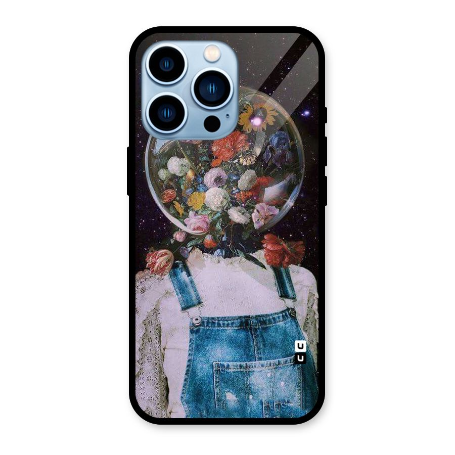 Flower Face Glass Back Case for iPhone 13 Pro