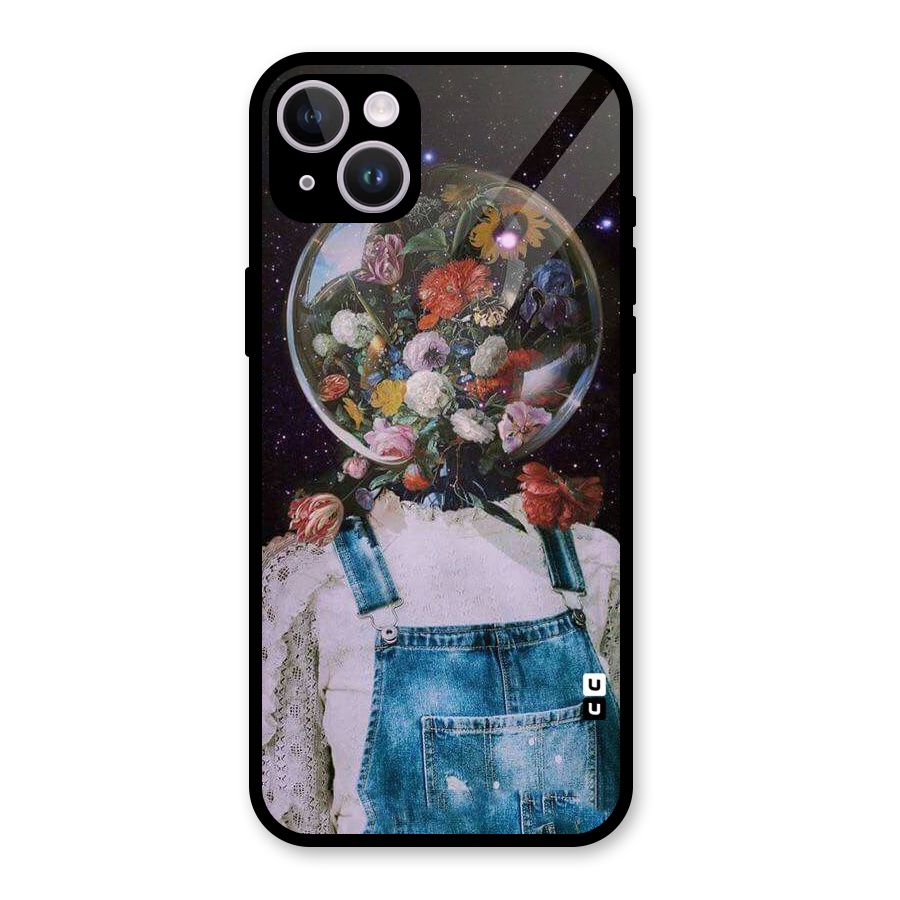 Flower Face Glass Back Case for iPhone 14 Plus