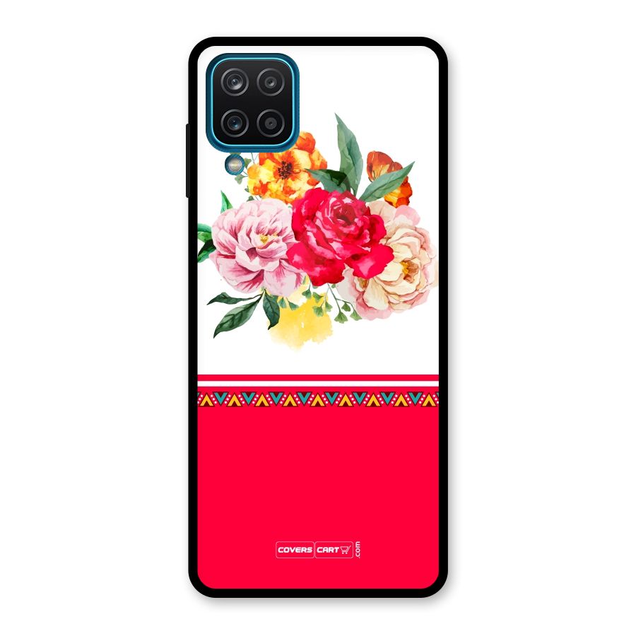 Flower Fusion Glass Back Case for Galaxy A12
