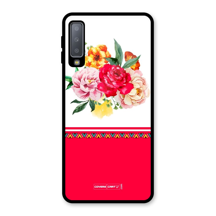 Flower Fusion Glass Back Case for Galaxy A7 (2018)