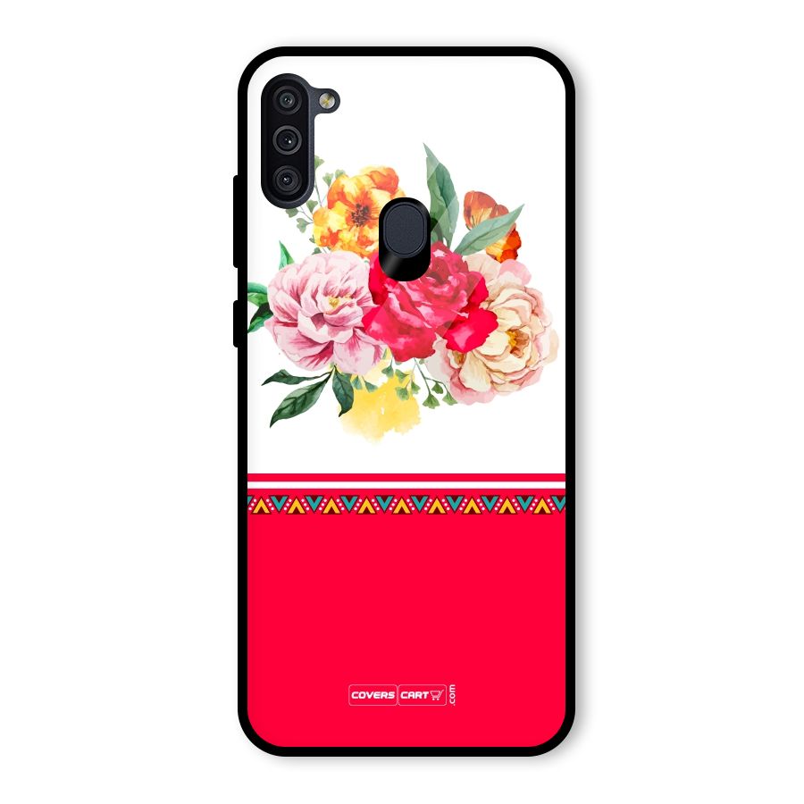 Flower Fusion Glass Back Case for Galaxy M11
