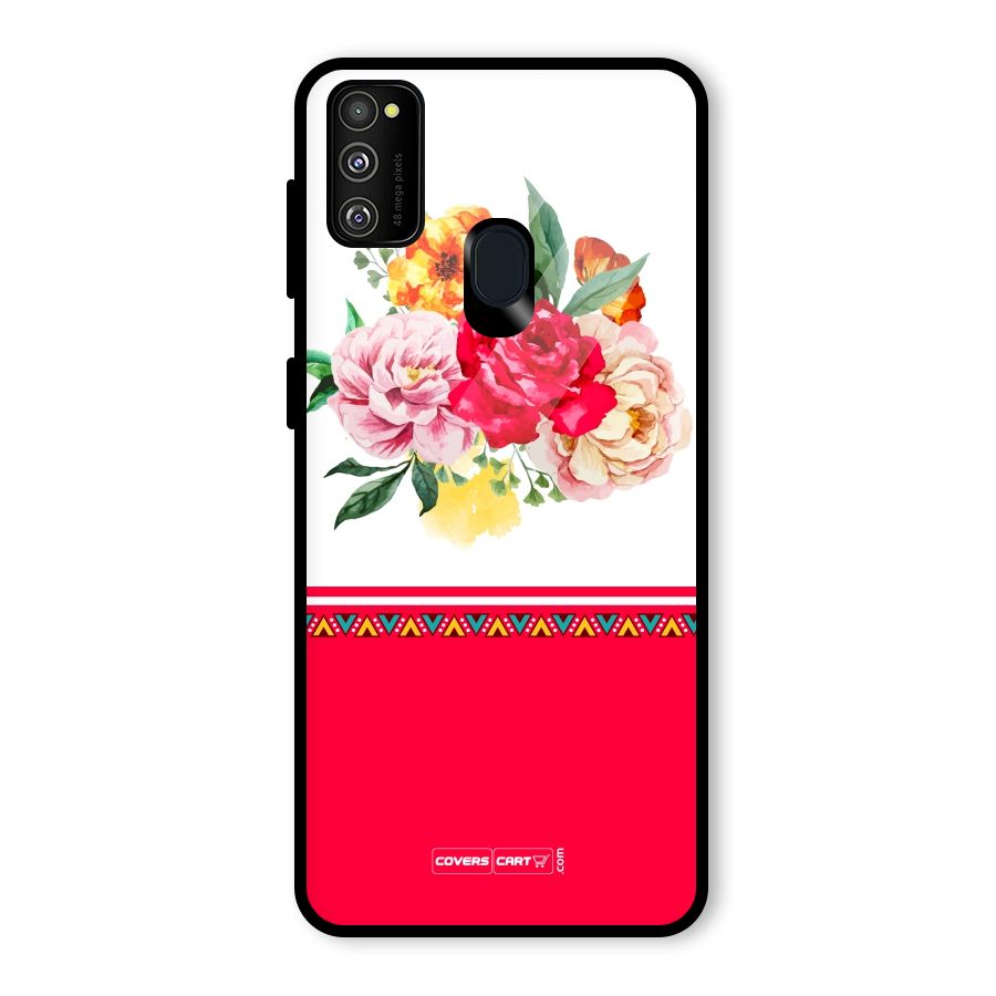 Flower Fusion Glass Back Case for Galaxy M30s