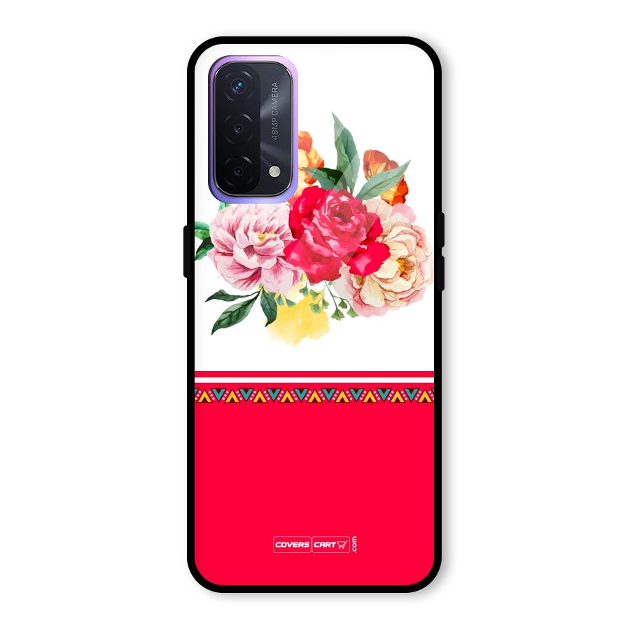 Flower Fusion Glass Back Case for Oppo A74 5G