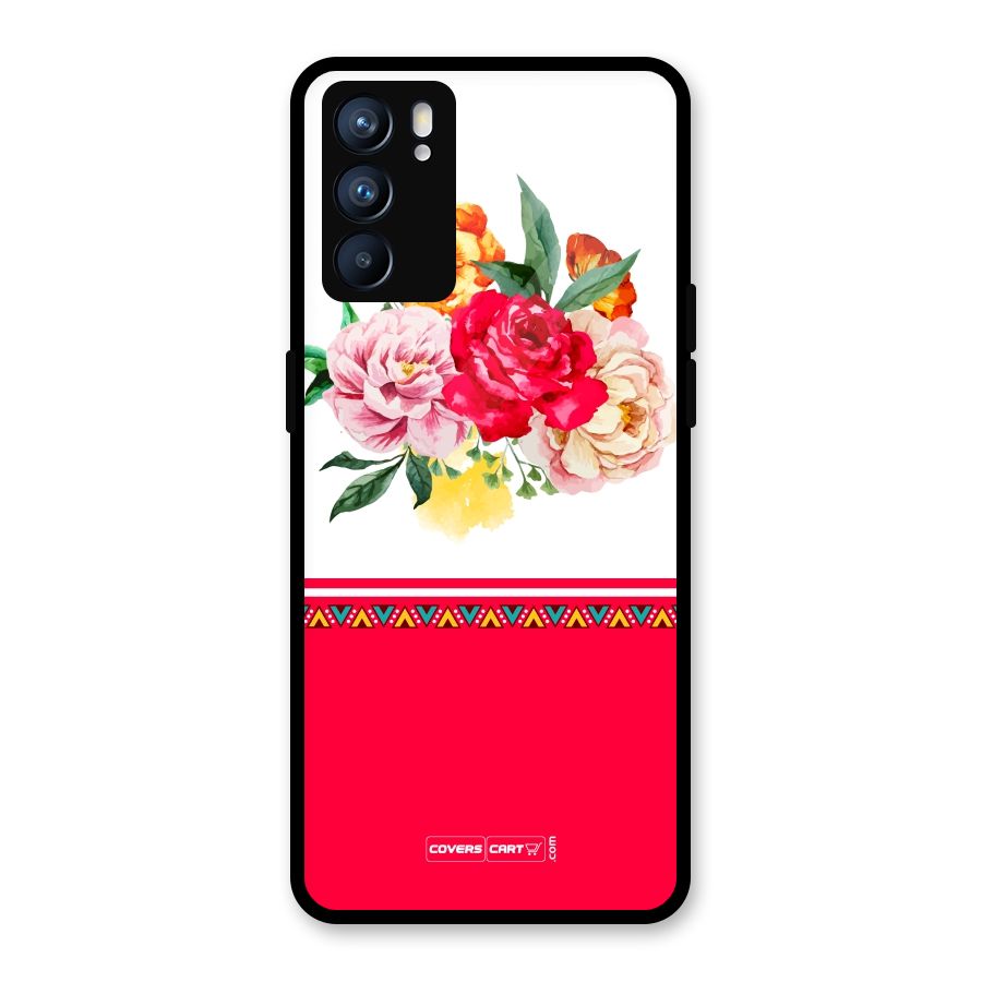 Flower Fusion Glass Back Case for Oppo Reno6 5G