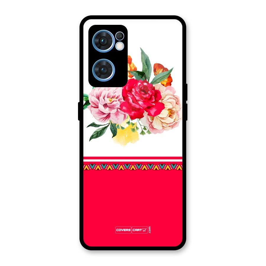 Flower Fusion Glass Back Case for Oppo Reno7 5G