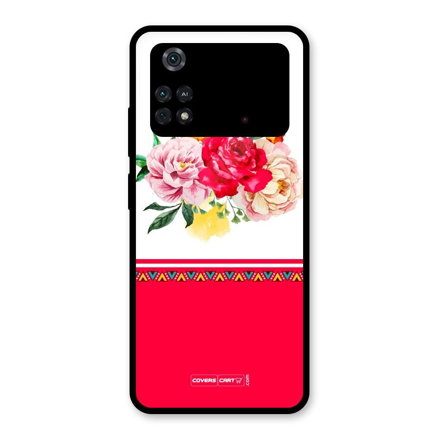Flower Fusion Glass Back Case for Poco M4 Pro 4G