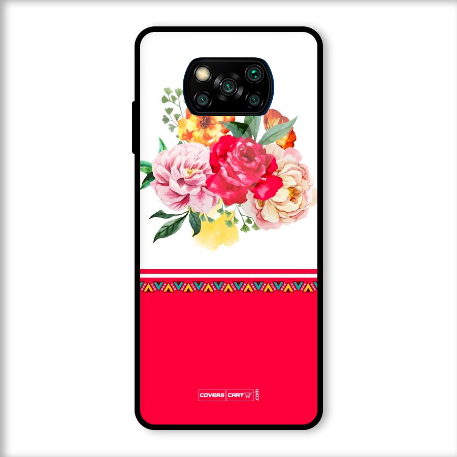 Flower Fusion Glass Back Case for Poco X3