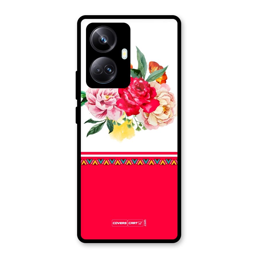 Flower Fusion Glass Back Case for Realme 10 Pro Plus