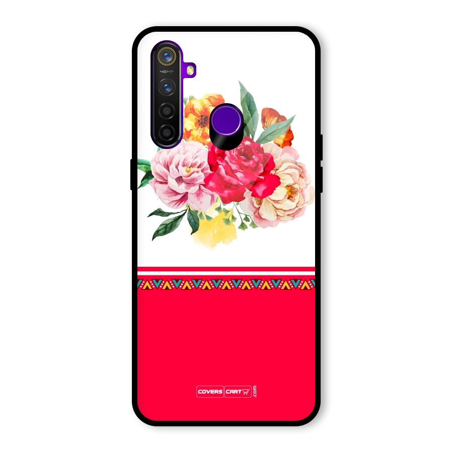 Flower Fusion Glass Back Case for Realme 5 Pro