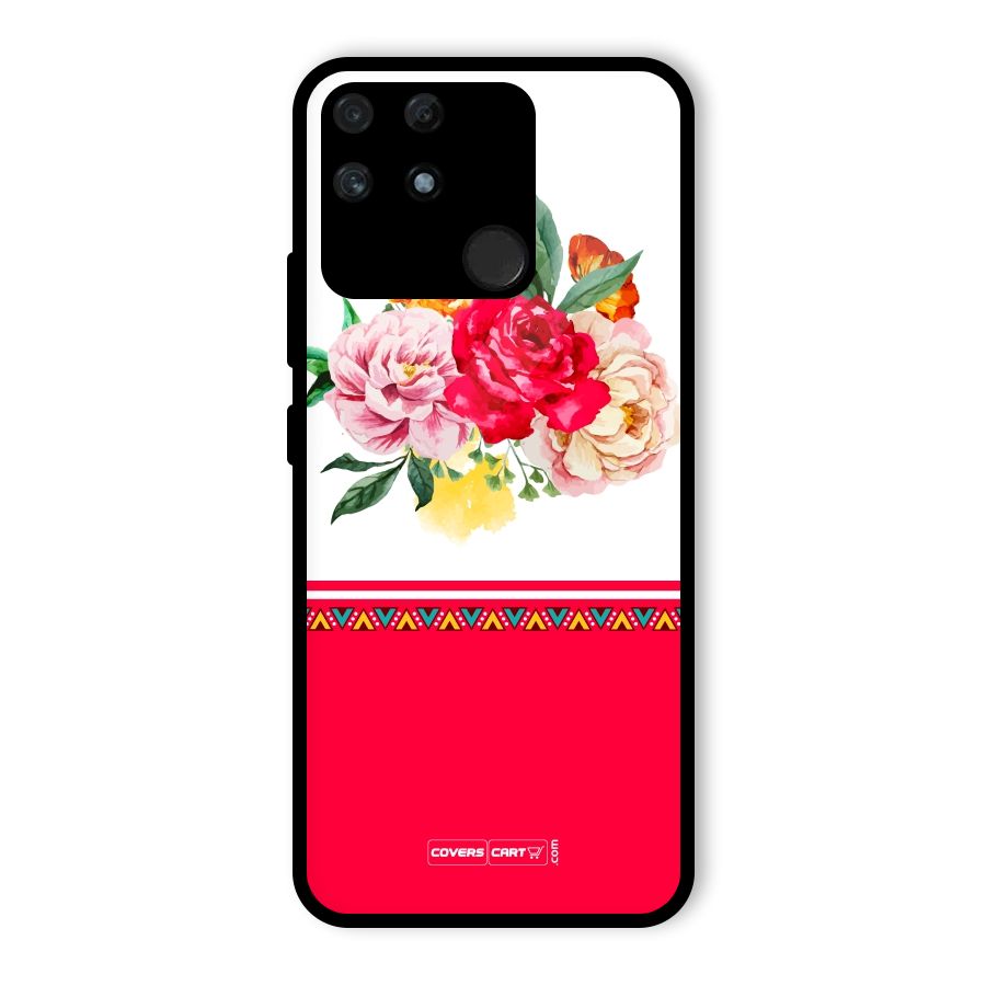 Flower Fusion Glass Back Case for Realme Narzo 50A