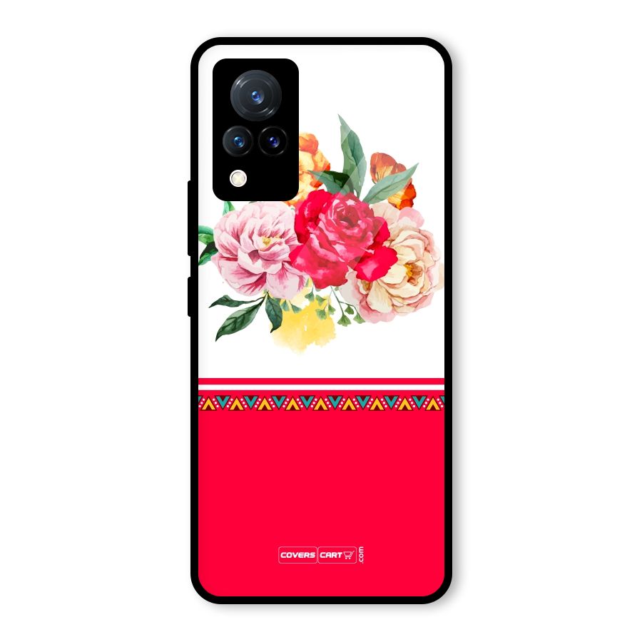 Flower Fusion Glass Back Case for Vivo V21 5G