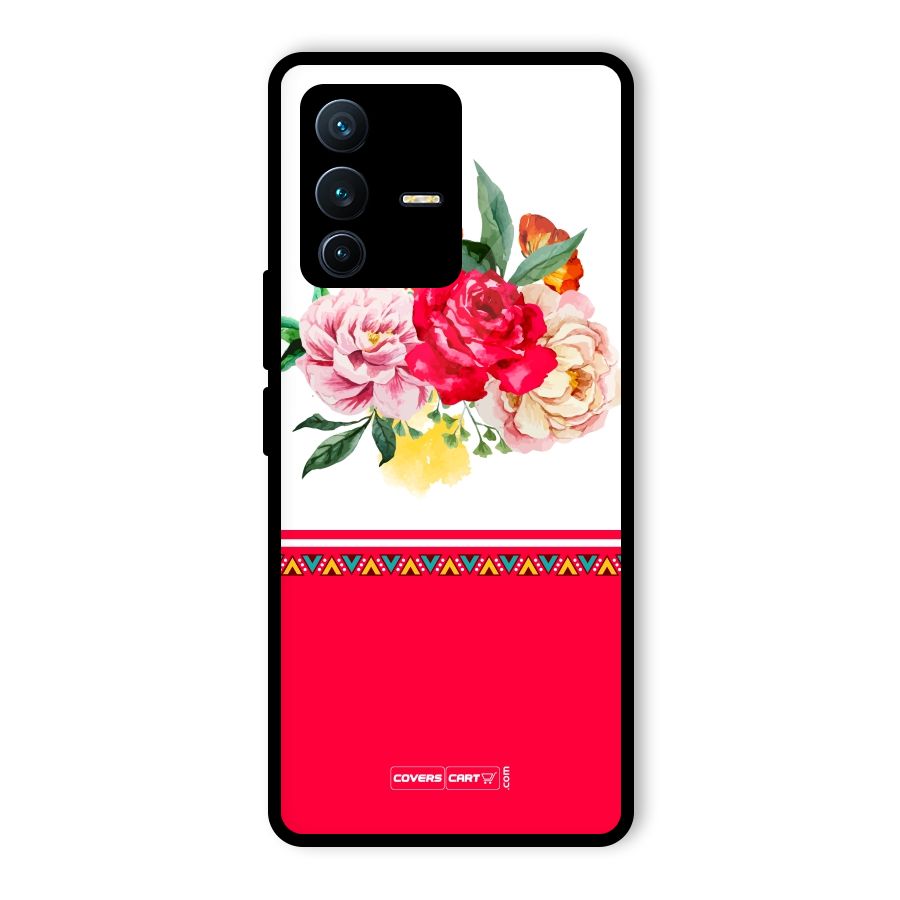 Flower Fusion Glass Back Case for Vivo V23 Pro